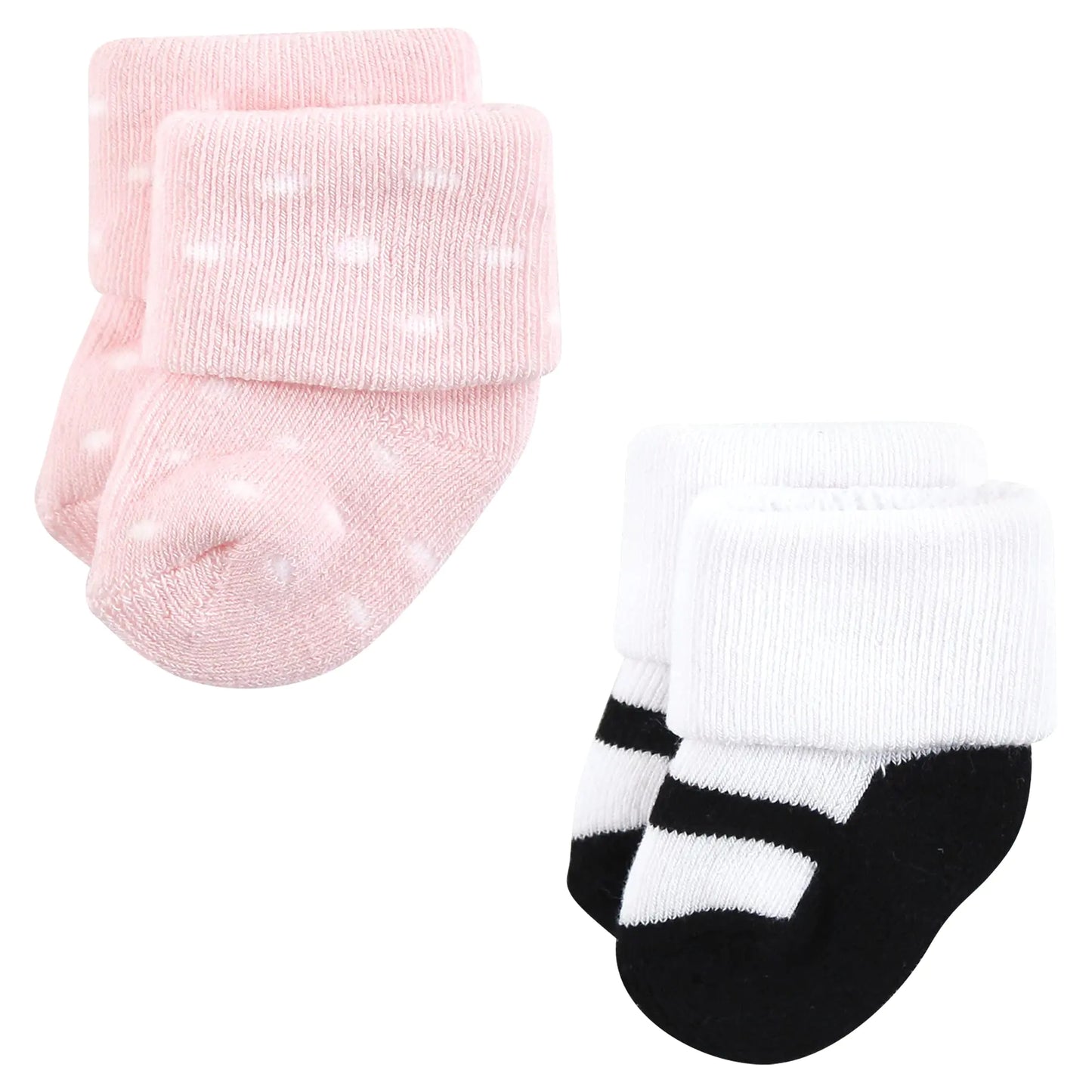 Hudson Baby Baby Girls' Cotton Rich Newborn and Terry Socks 6-12 Months Mom and Dad Girl Pink Black 12-pack