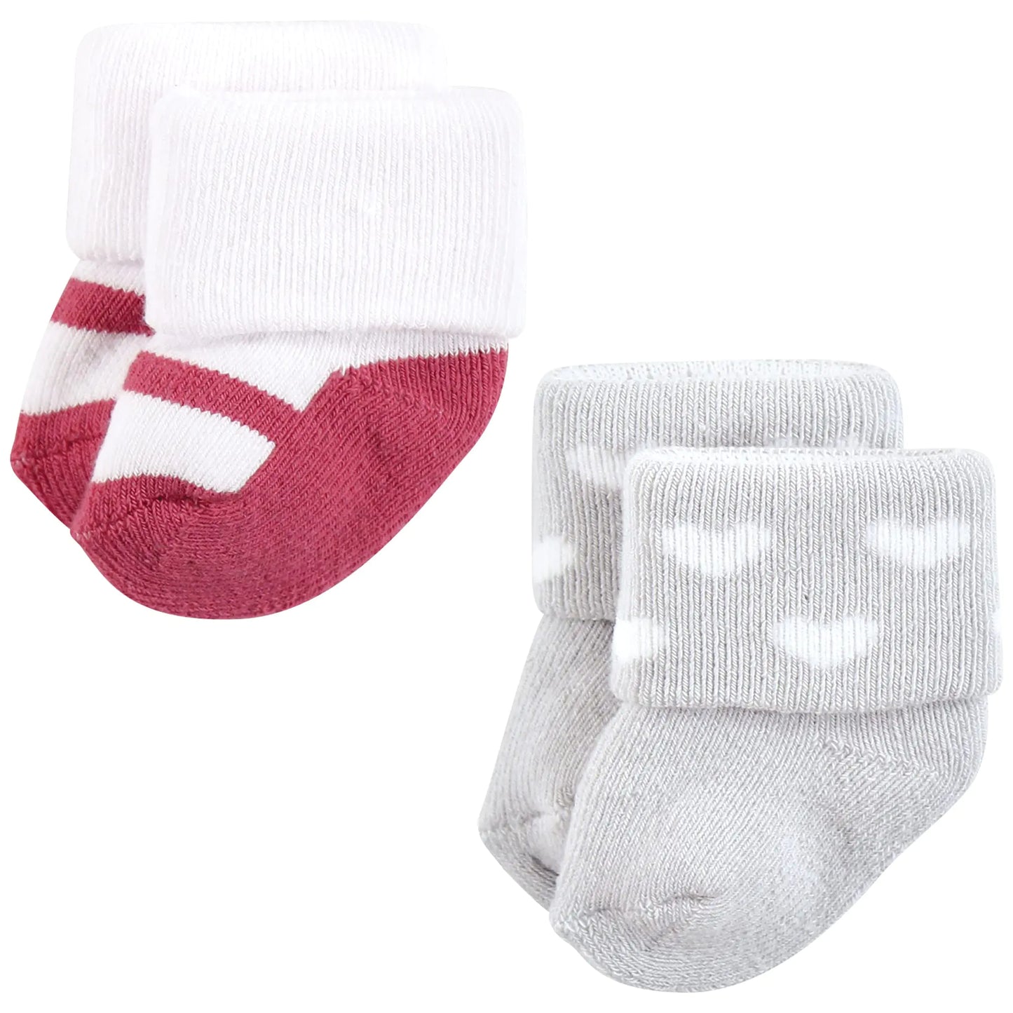 Hudson Baby Baby Girls' Cotton Rich Newborn and Terry Socks 6-12 Months Mom and Dad Girl Pink Black 12-pack