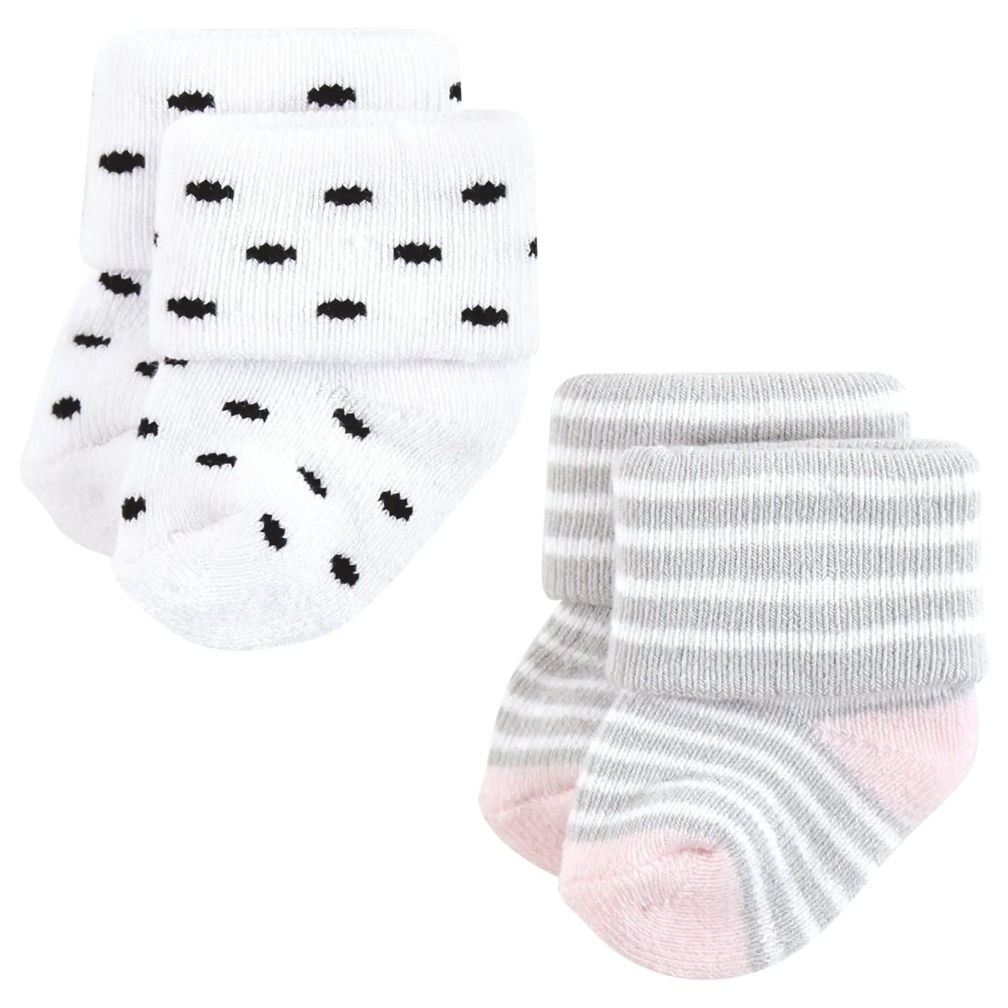 Hudson Baby Baby Girls' Cotton Rich Newborn and Terry Socks 6-12 Months Mom and Dad Girl Pink Black 12-pack