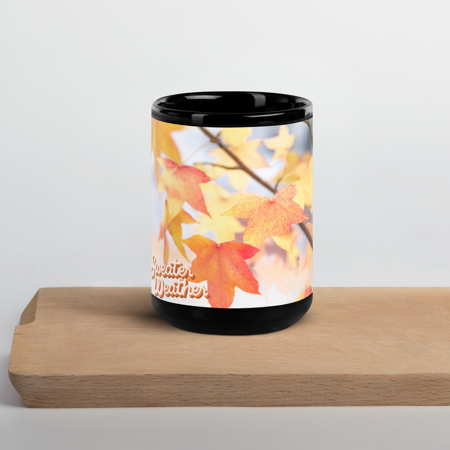 Sweeter Weather(Fall) Black Glossy Mug