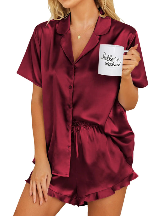 Womens Satin Pajama Set