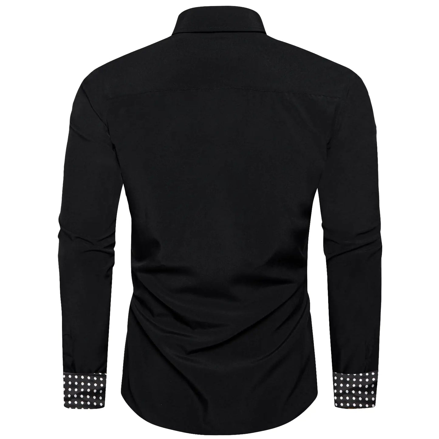Men's Dress Shirt Long Sleeve Fit Black/White Polka Dot