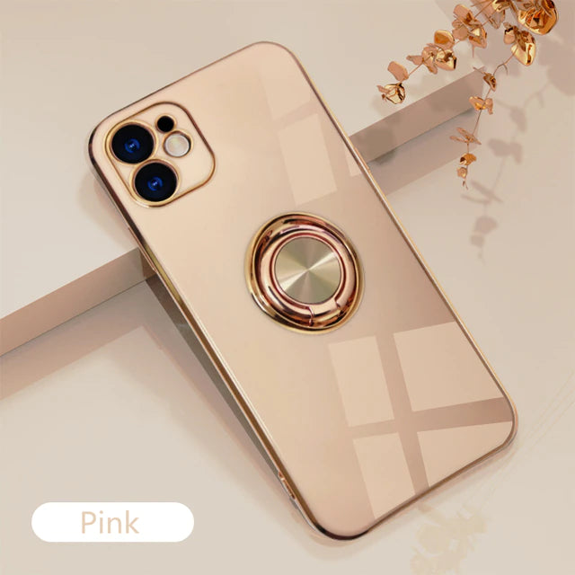 Luxury Phone Case with Metal Ring Holder