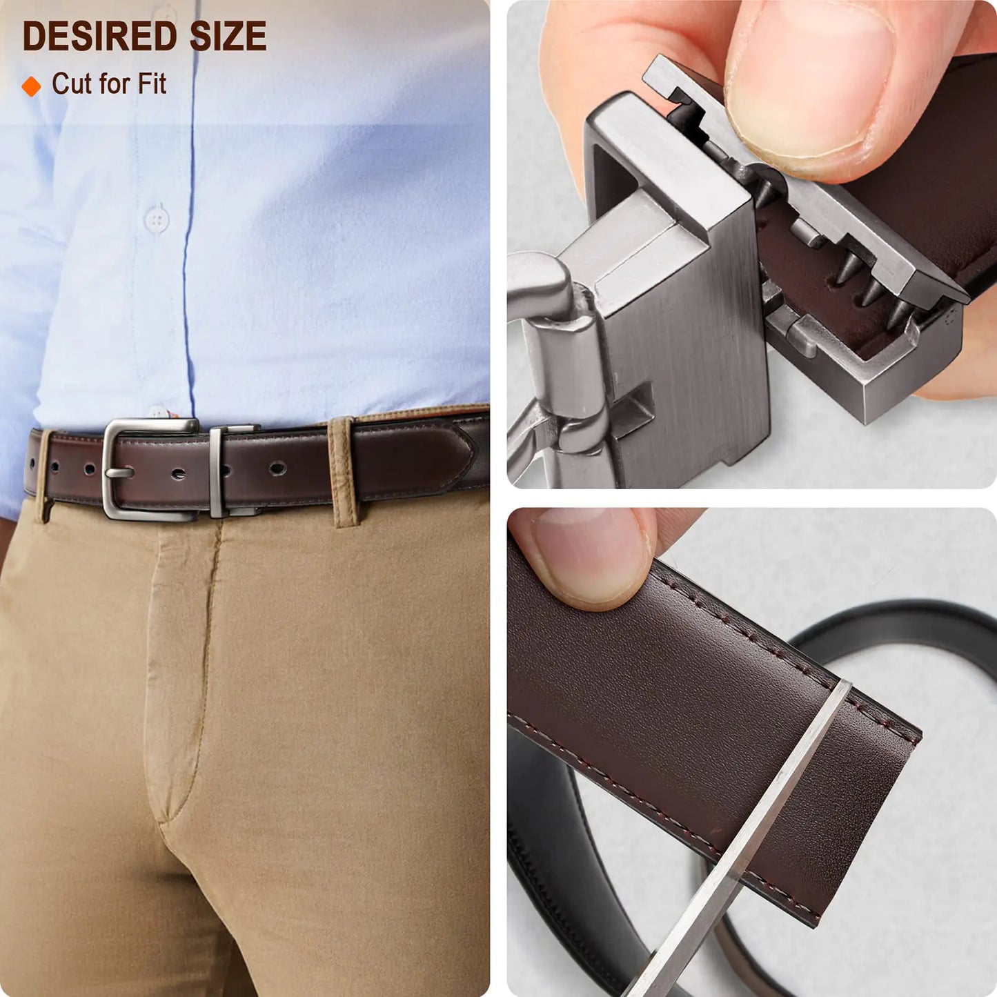Men's Belt Reversible / 2 Sides Black/Antique Coffee