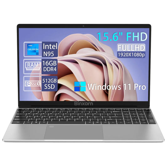 Binxarn 15.6" Laptop Computer 16GB) Display Win-11 (Space Silver)