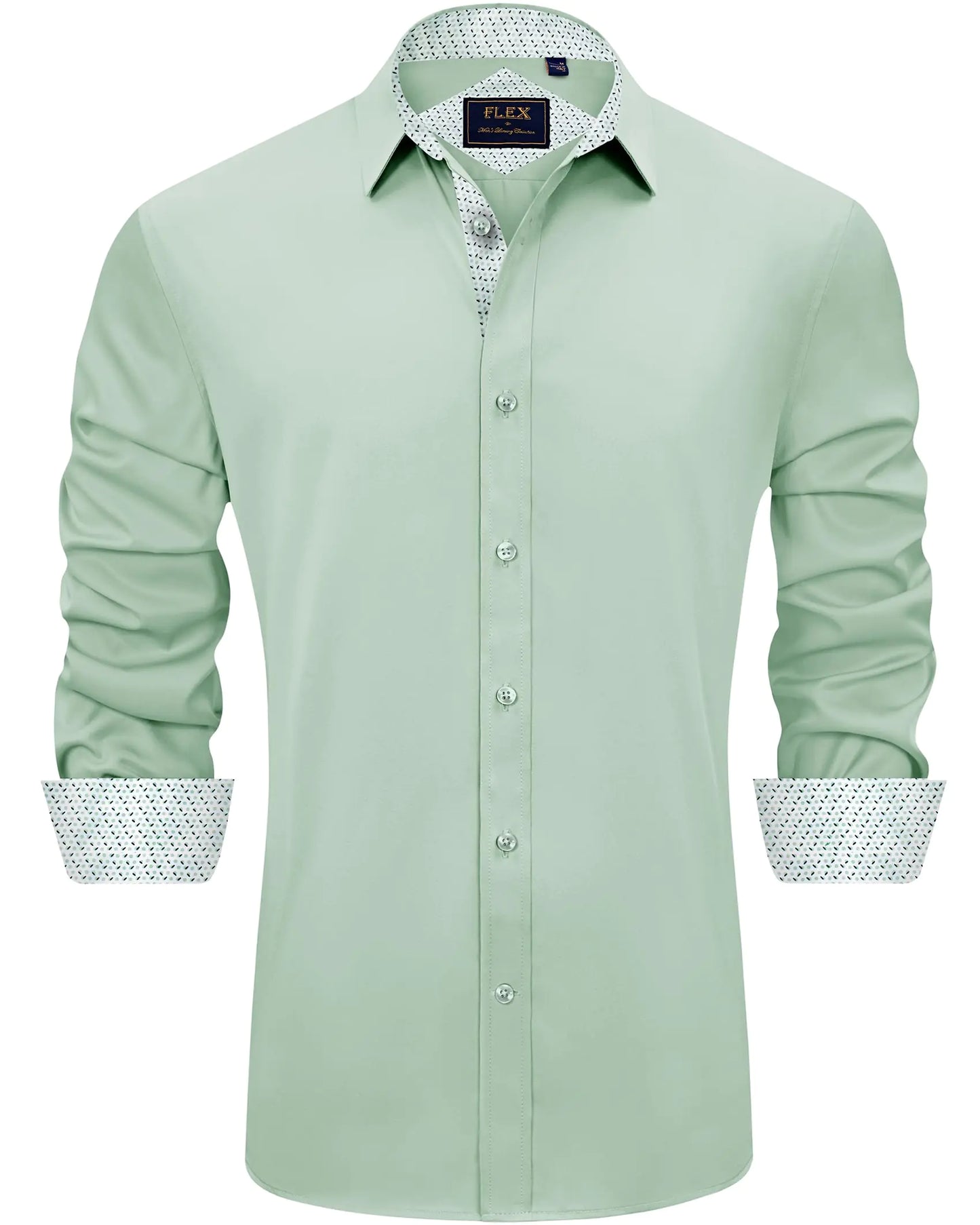 Men's Casual Long Sleeve Dress Shirt Wrinkle-Free Sage Green
