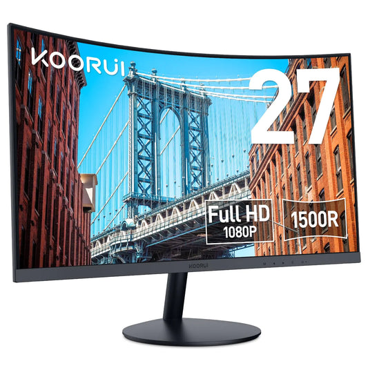 KOORUI 27 inch Curved Computer Monitor Full HD 1080P 75Hz Gaming Monitor